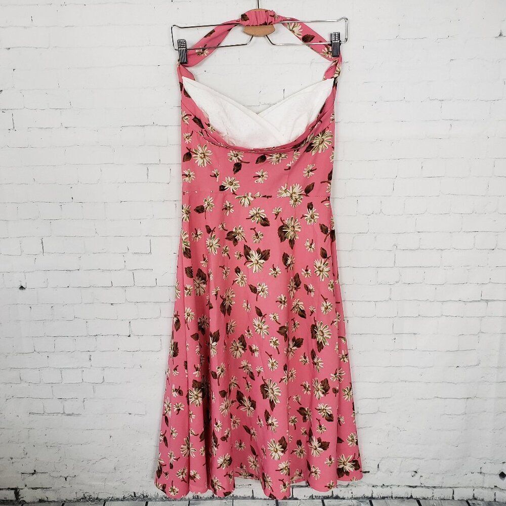 Stop Staring Pink Floral Halter Swing Dress